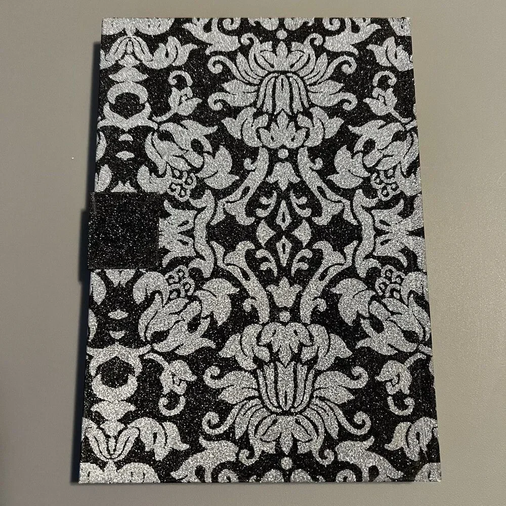 Molly & Rex Victorian Flower Glitter Magnetic Strap Journal 104 Ruled Pages NEW